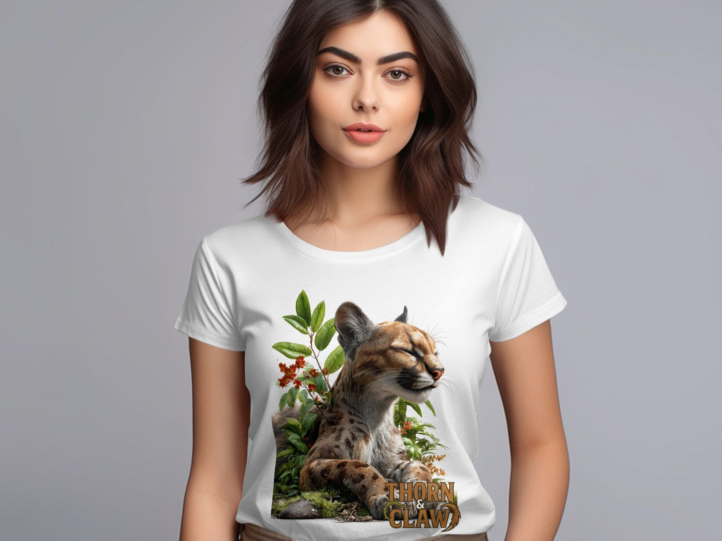 RMA APPAREL Cougar in Nature Unisex T-Shirt Sizes S to 5XL T-Shirt - Thorn & Claw White T-Shirts - RMA APPAREL - Roclla Media Apparel Store