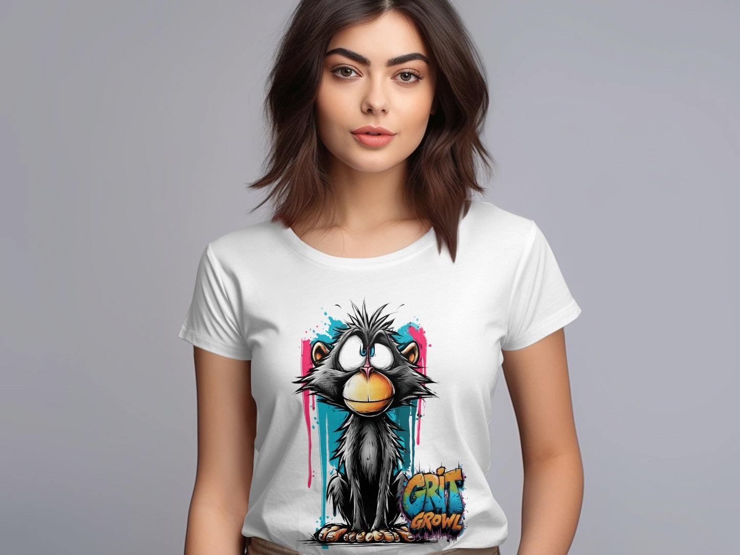 RMA APPAREL Cute Monkey With Colourful Graphic Unisex T-Shirt - Grit & Growl White T-Shirts - RMA APPAREL - Roclla Media Apparel Store