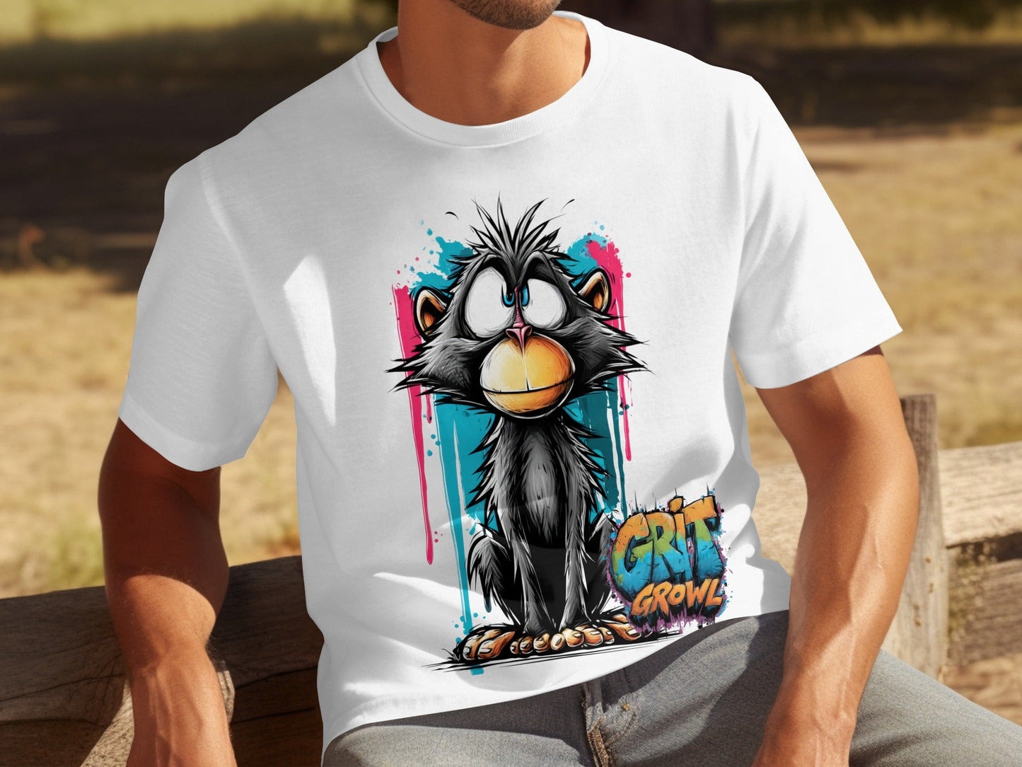 RMA APPAREL Cute Monkey With Colourful Graphic Unisex T-Shirt - Grit & Growl White T-Shirts - RMA APPAREL - Roclla Media Apparel Store