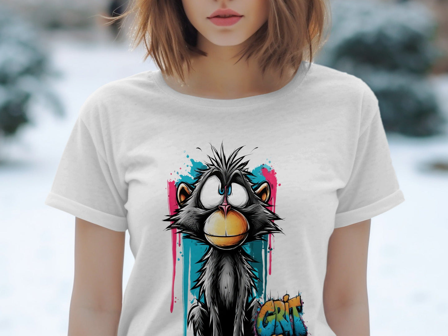 RMA APPAREL Cute Monkey With Colourful Graphic Unisex T-Shirt - Grit & Growl White T-Shirts - RMA APPAREL - Roclla Media Apparel Store