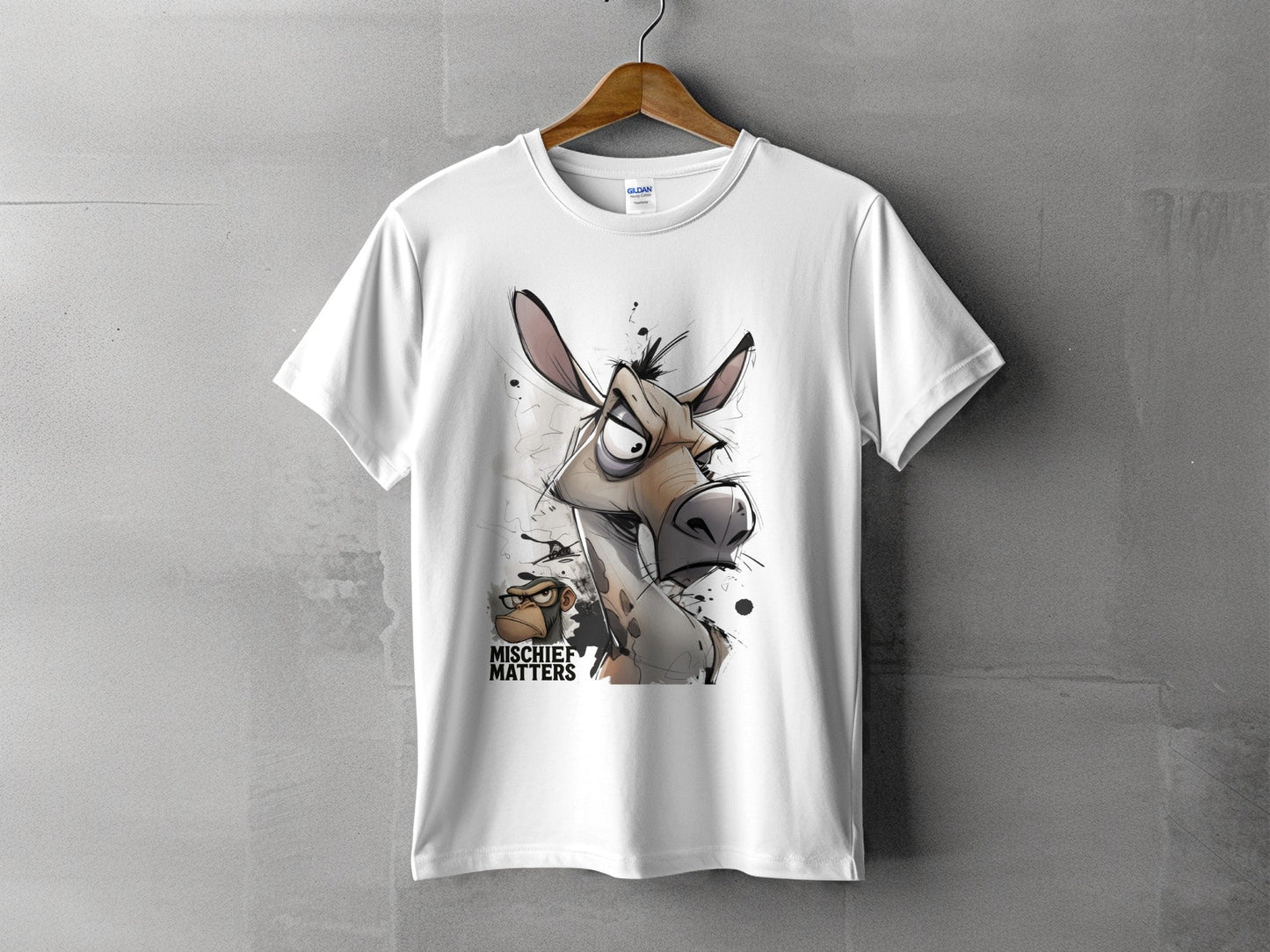 RMA APPAREL Donkey and Monkey T-Shirt, Funny Animal Tee, Sizes S - 5XL - Mischief Matters White T-shirt - RMA APPAREL - Roclla Media Apparel Store