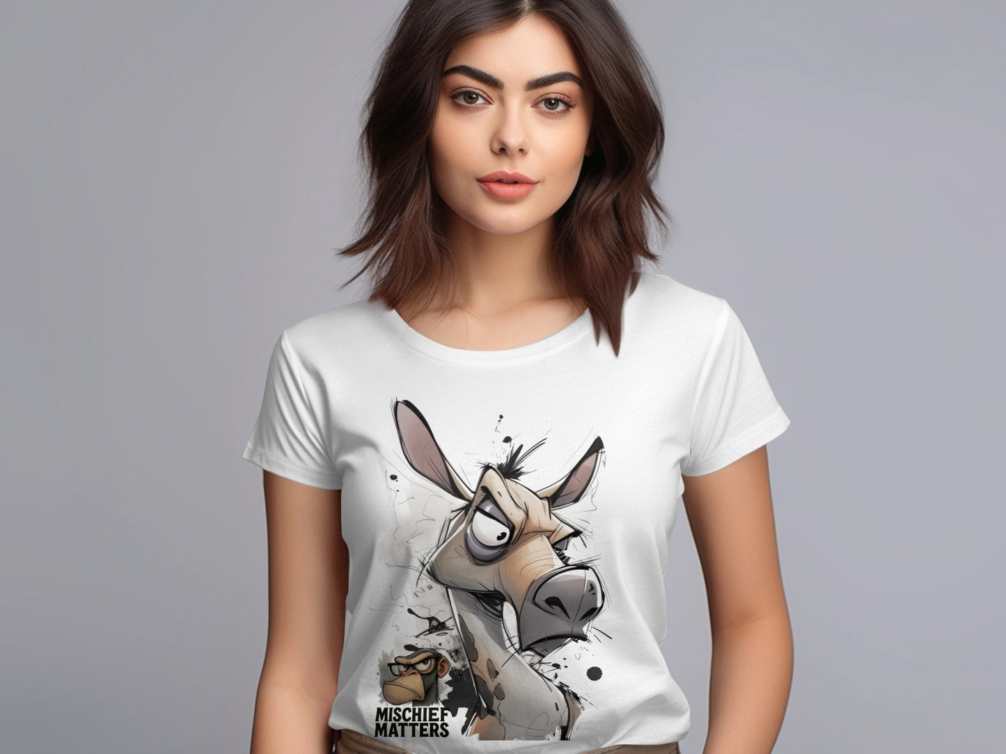RMA APPAREL Donkey and Monkey T-Shirt, Funny Animal Tee, Sizes S - 5XL - Mischief Matters White T-shirt - RMA APPAREL - Roclla Media Apparel Store
