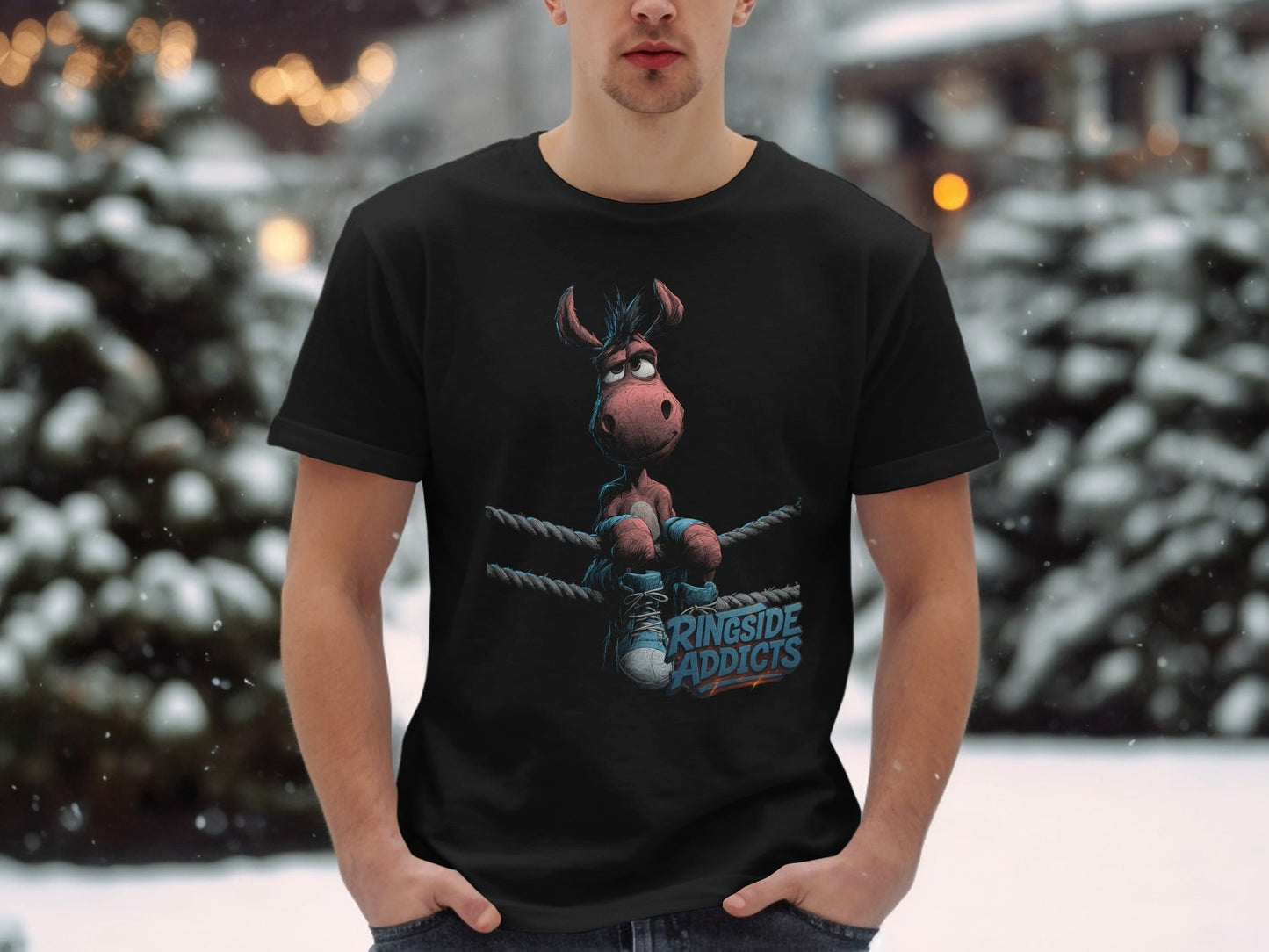RMA APPAREL Donkey Boxing Ringside Addicts Unisex T-Shirt - Ringside Addicts White T-Shirt - RMA APPAREL - Roclla Media Apparel Store