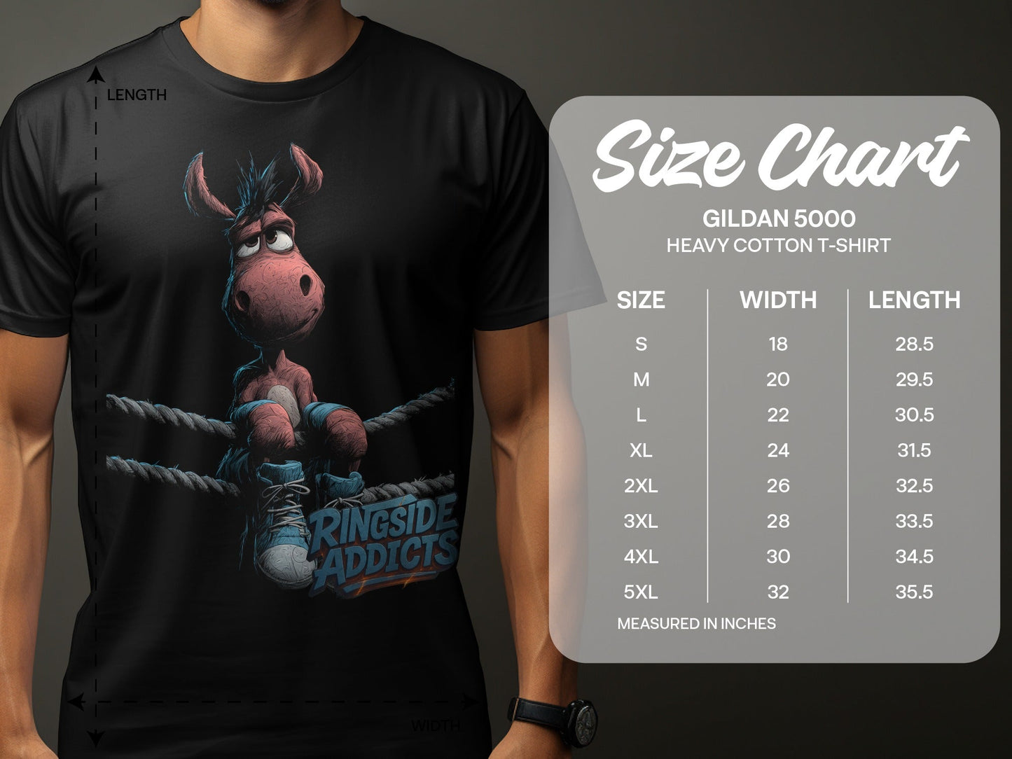 RMA APPAREL Donkey Boxing Ringside Addicts Unisex T-Shirt - Ringside Addicts White T-Shirt - RMA APPAREL - Roclla Media Apparel Store