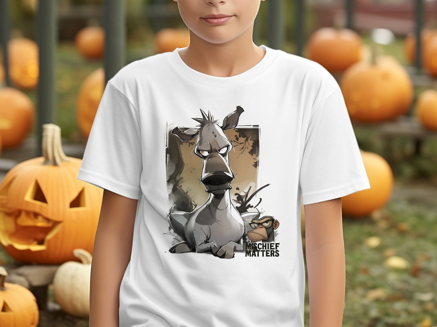 RMA APPAREL Donkey Cartoon T-Shirt, Unisex T-shirt S - 5XL, Animal Tee - Mischief Matters White T-shirt - RMA APPAREL - Roclla Media Apparel Store