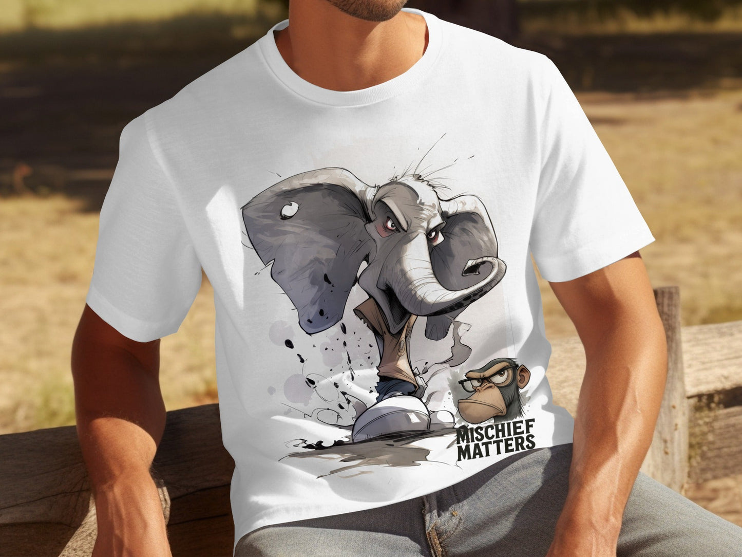 RMA APPAREL Elephant T-Shirt, Mischief Matters, Sizes S - 5XL, Unisex - Mischief Matters White T-shirt - RMA APPAREL - Roclla Media Apparel Store