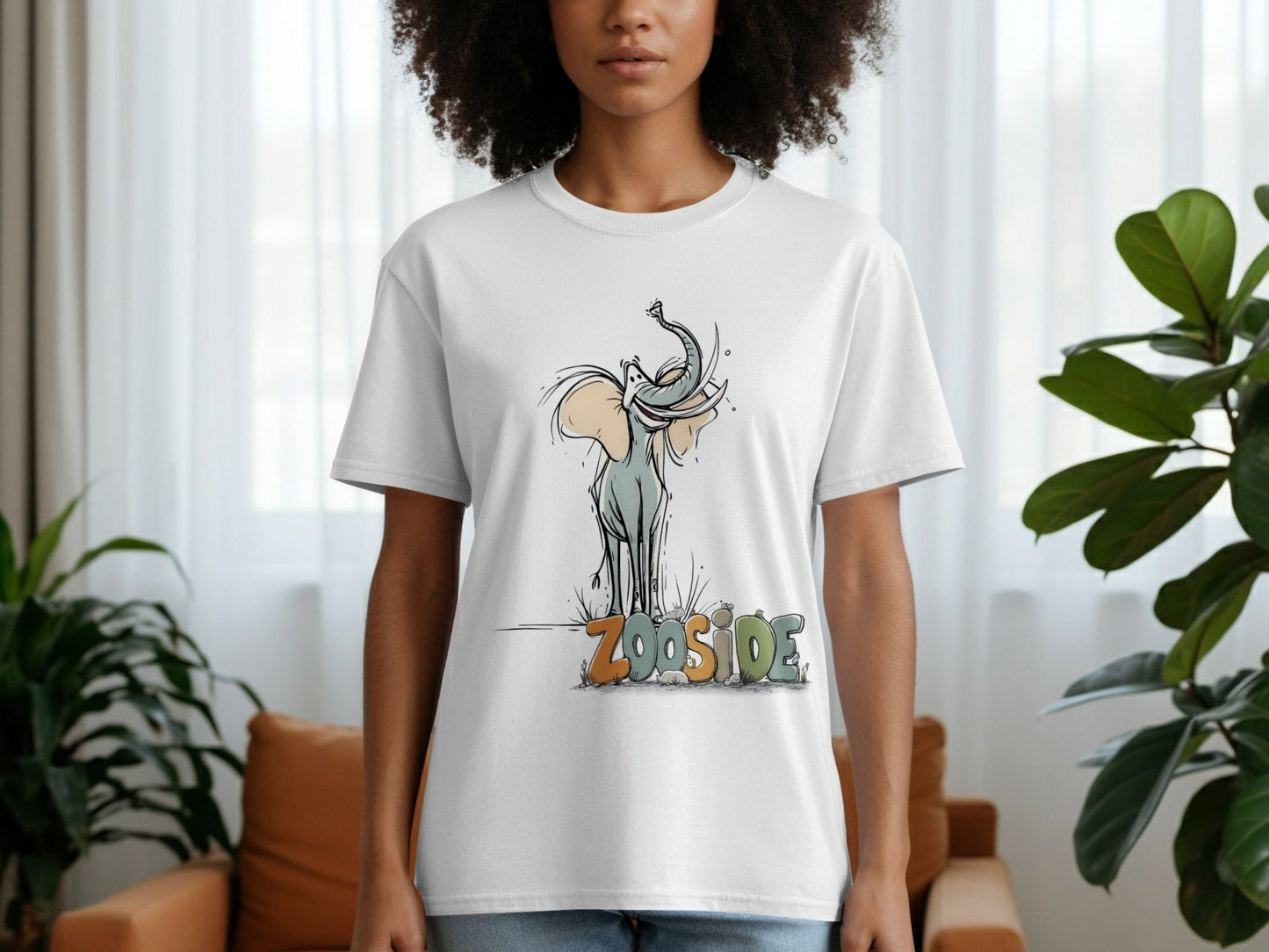 RMA APPAREL Elephant Zooside Mens Womens Unisex T-Shirt Sizes - Zooside White T-Shirts - RMA APPAREL - Roclla Media Apparel Store