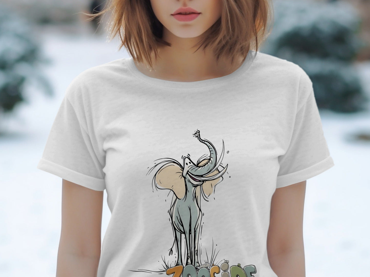 RMA APPAREL Elephant Zooside Mens Womens Unisex T-Shirt Sizes - Zooside White T-Shirts - RMA APPAREL - Roclla Media Apparel Store