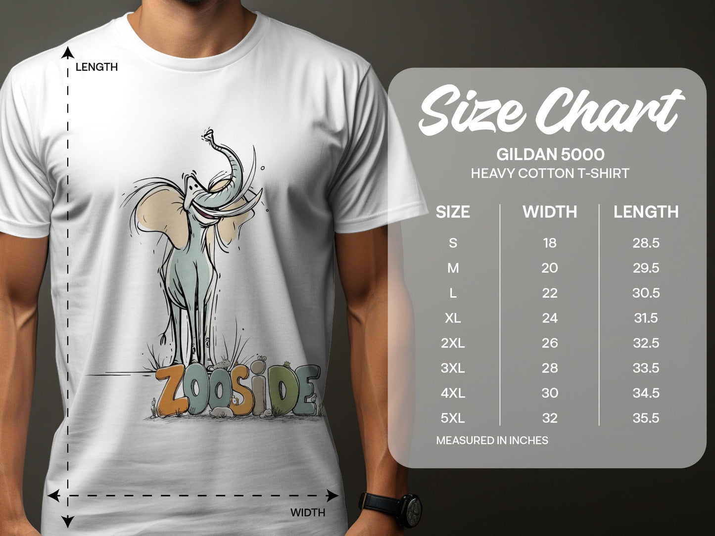 RMA APPAREL Elephant Zooside Mens Womens Unisex T-Shirt Sizes - Zooside White T-Shirts - RMA APPAREL - Roclla Media Apparel Store