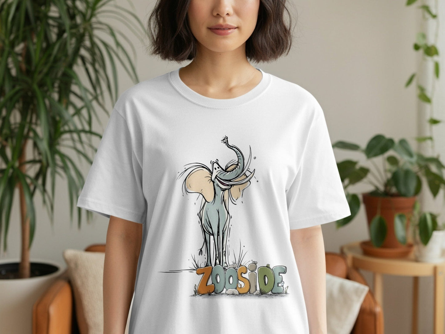 RMA APPAREL Elephant Zooside Mens Womens Unisex T-Shirt Sizes - Zooside White T-Shirts - RMA APPAREL - Roclla Media Apparel Store