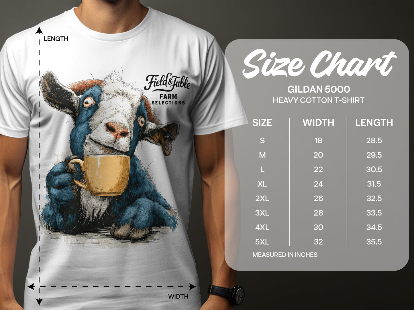 RMA APPAREL Farm Goat Coffee Unisex T-Shirt Sizes S to 5XL T-Shirt - Field&Fable White T-Shirt - RMA APPAREL - Roclla Media Apparel Store