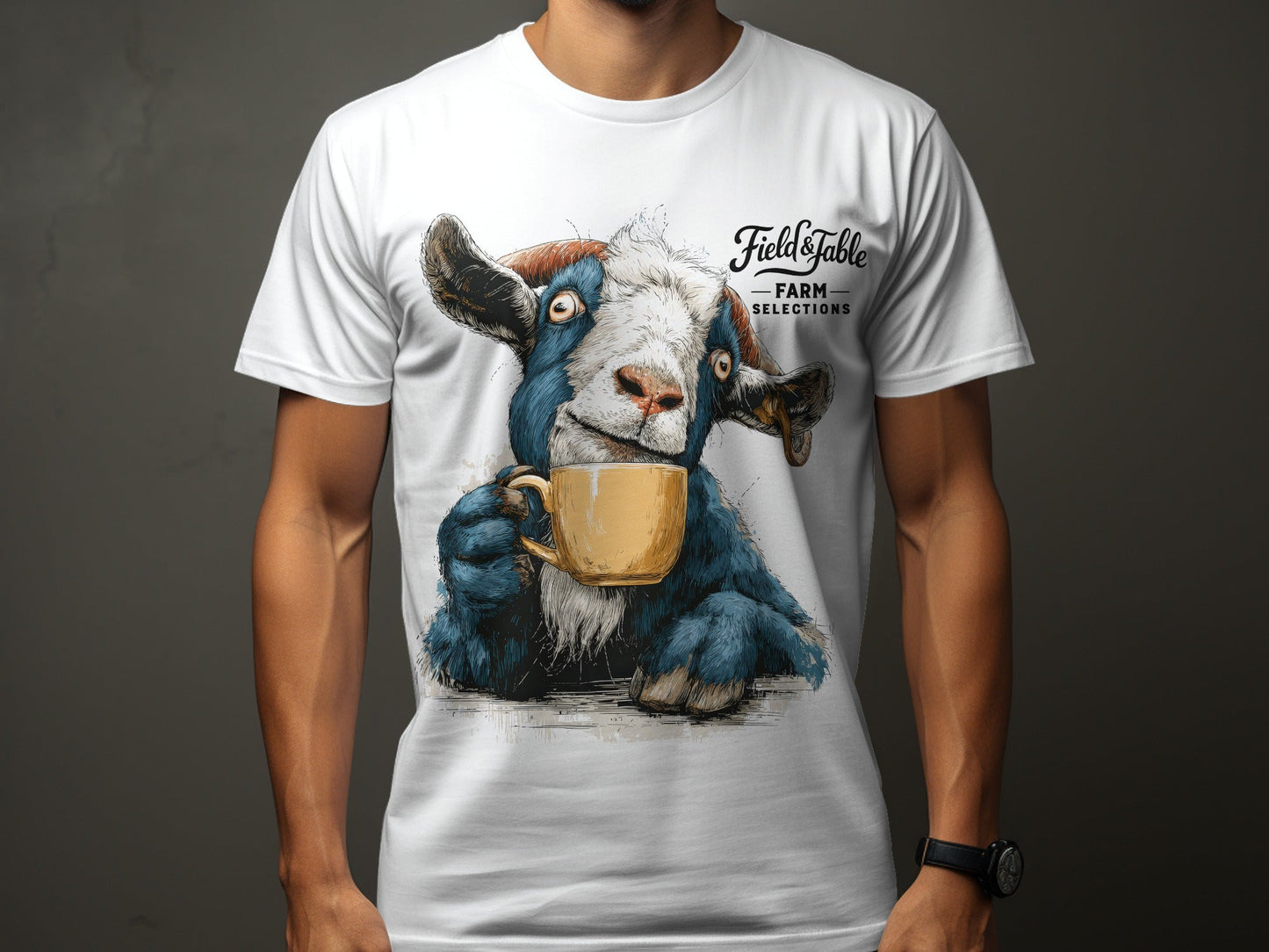 RMA APPAREL Farm Goat Coffee Unisex T-Shirt Sizes S to 5XL T-Shirt - Field&Fable White T-Shirt - RMA APPAREL - Roclla Media Apparel Store