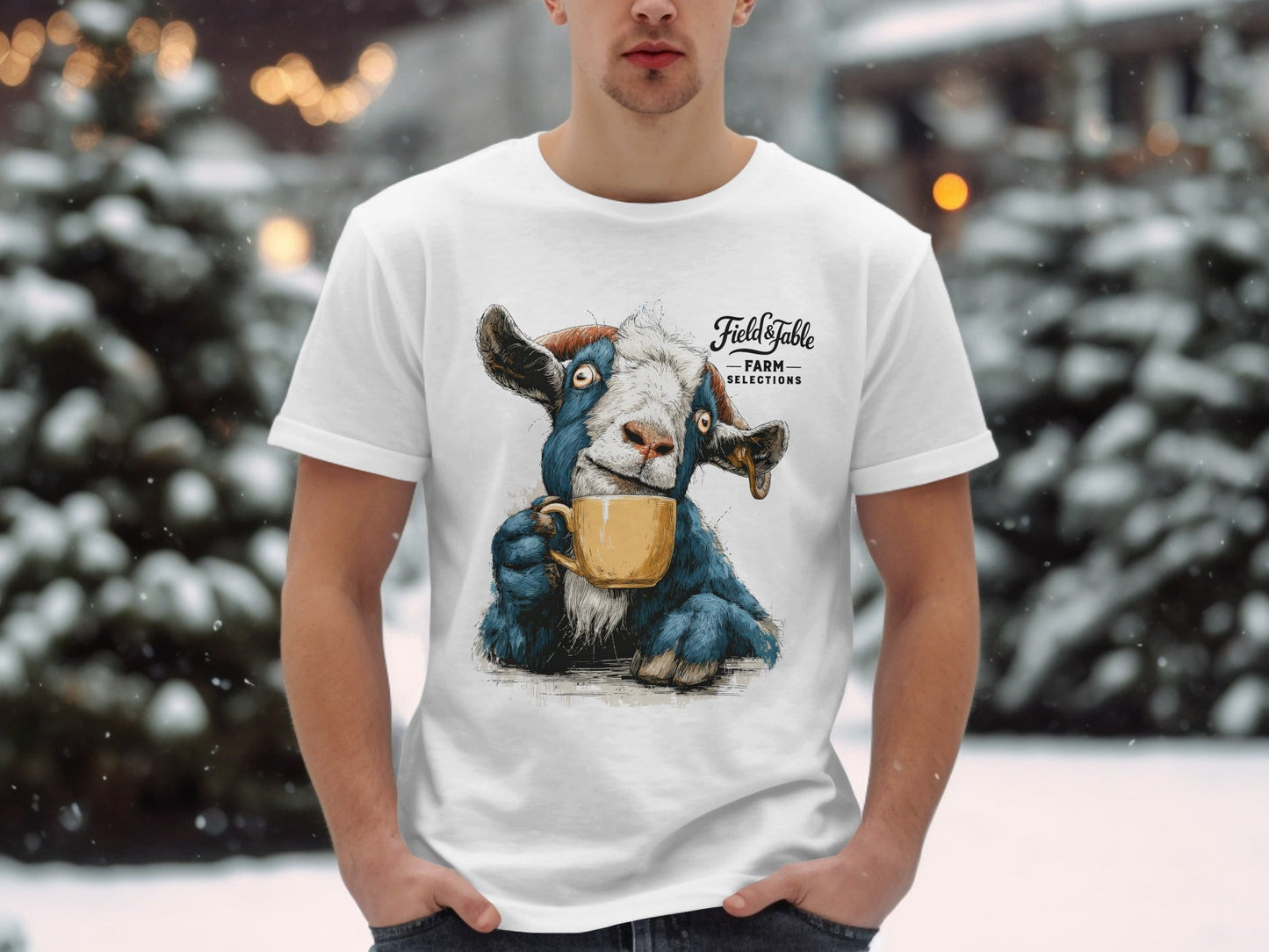 RMA APPAREL Farm Goat Coffee Unisex T-Shirt Sizes S to 5XL T-Shirt - Field&Fable White T-Shirt - RMA APPAREL - Roclla Media Apparel Store