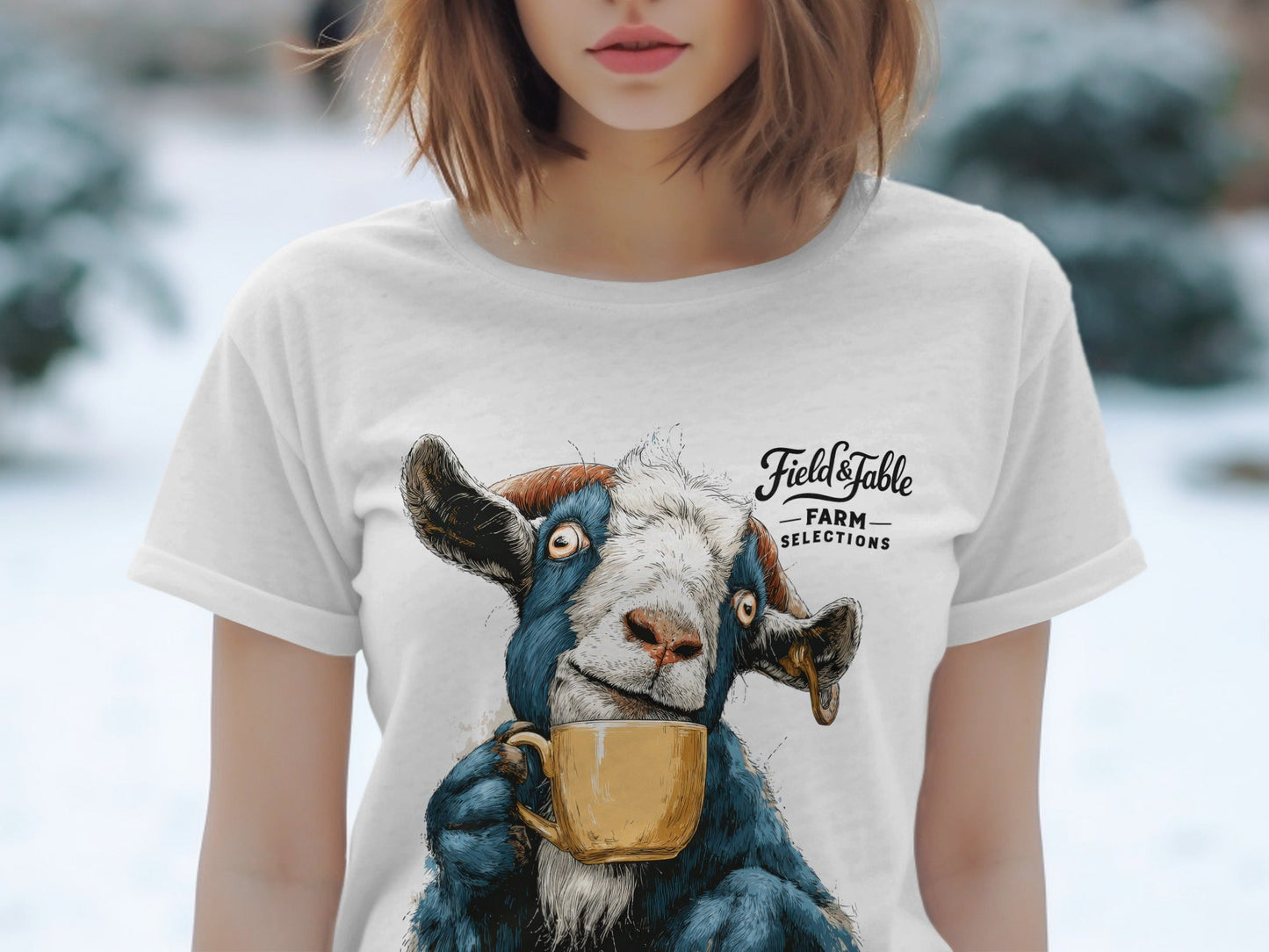 RMA APPAREL Farm Goat Coffee Unisex T-Shirt Sizes S to 5XL T-Shirt - Field&Fable White T-Shirt - RMA APPAREL - Roclla Media Apparel Store