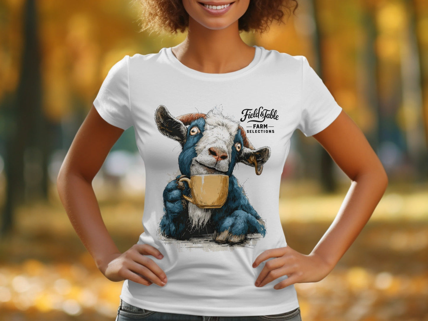 RMA APPAREL Farm Goat Coffee Unisex T-Shirt Sizes S to 5XL T-Shirt - Field&Fable White T-Shirt - RMA APPAREL - Roclla Media Apparel Store