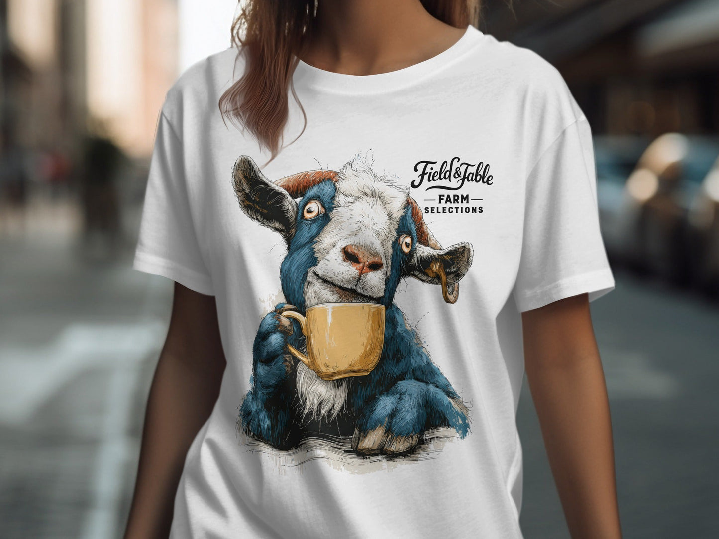 RMA APPAREL Farm Goat Coffee Unisex T-Shirt Sizes S to 5XL T-Shirt - Field&Fable White T-Shirt - RMA APPAREL - Roclla Media Apparel Store