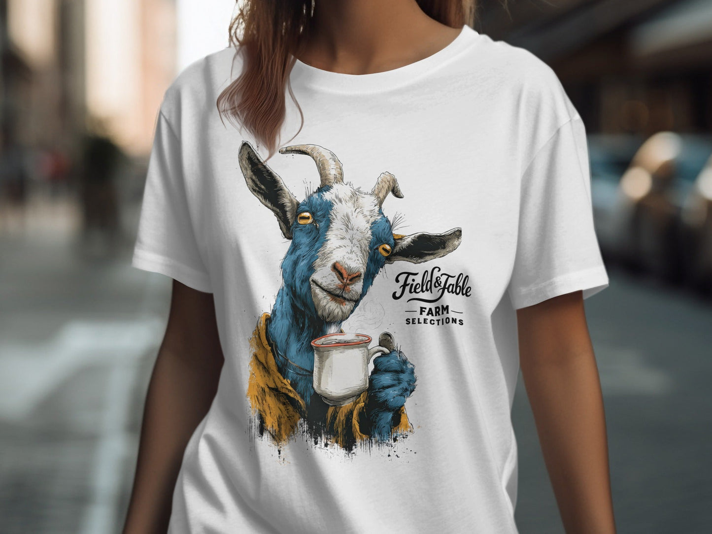 RMA APPAREL Farm Selections Goat Graphic Design T-Shirt - Field&Fable White T-Shirt - RMA APPAREL - Roclla Media Apparel Store