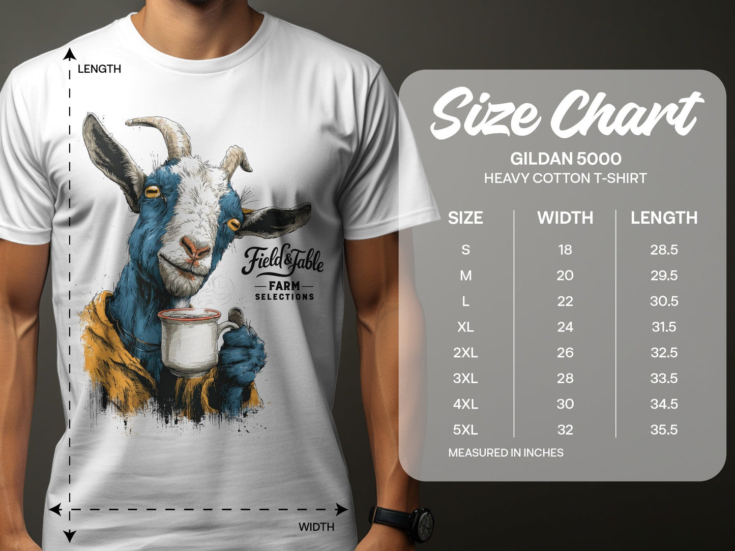 RMA APPAREL Farm Selections Goat Graphic Design T-Shirt - Field&Fable White T-Shirt - RMA APPAREL - Roclla Media Apparel Store