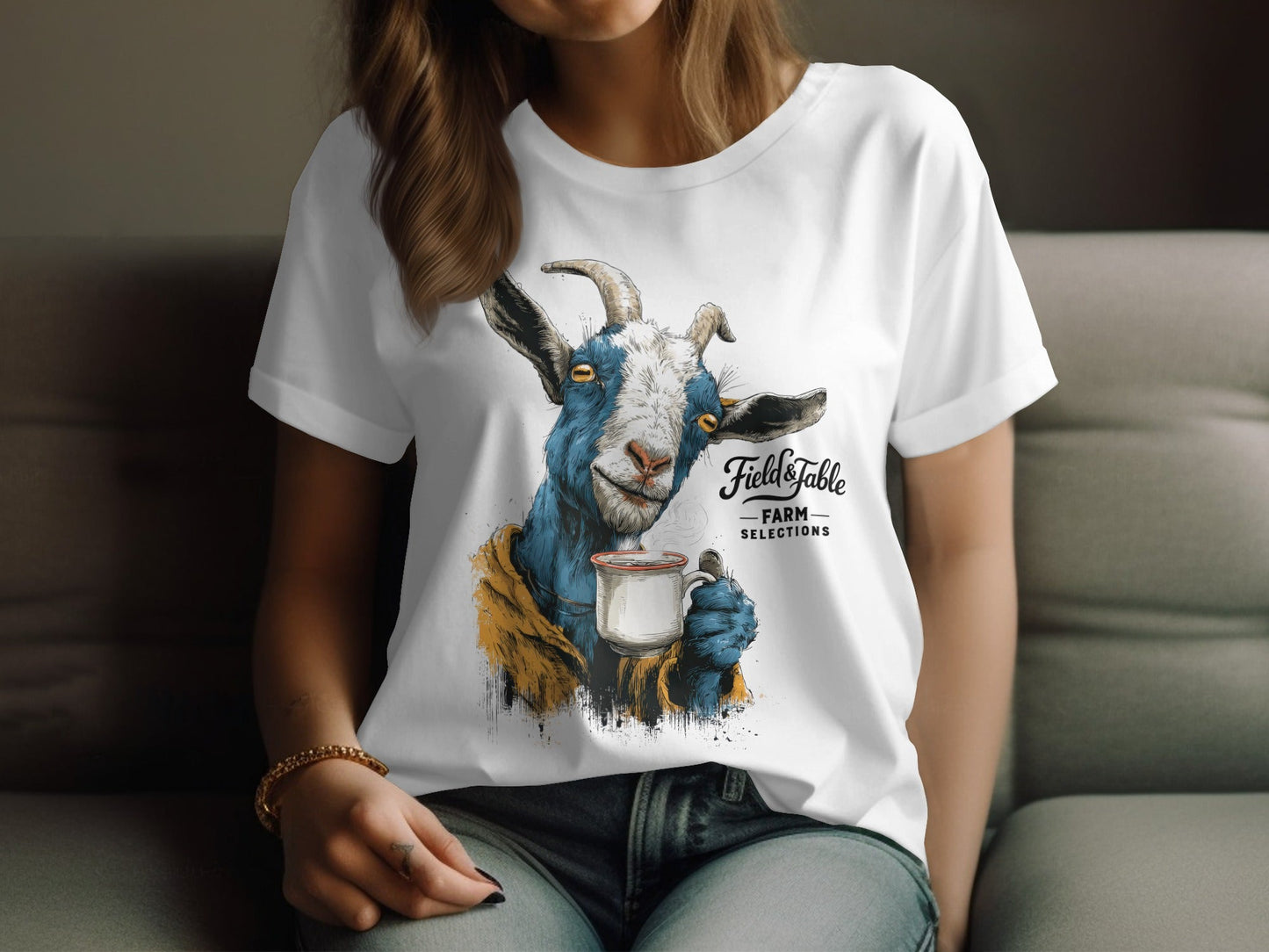 RMA APPAREL Farm Selections Goat Graphic Design T-Shirt - Field&Fable White T-Shirt - RMA APPAREL - Roclla Media Apparel Store