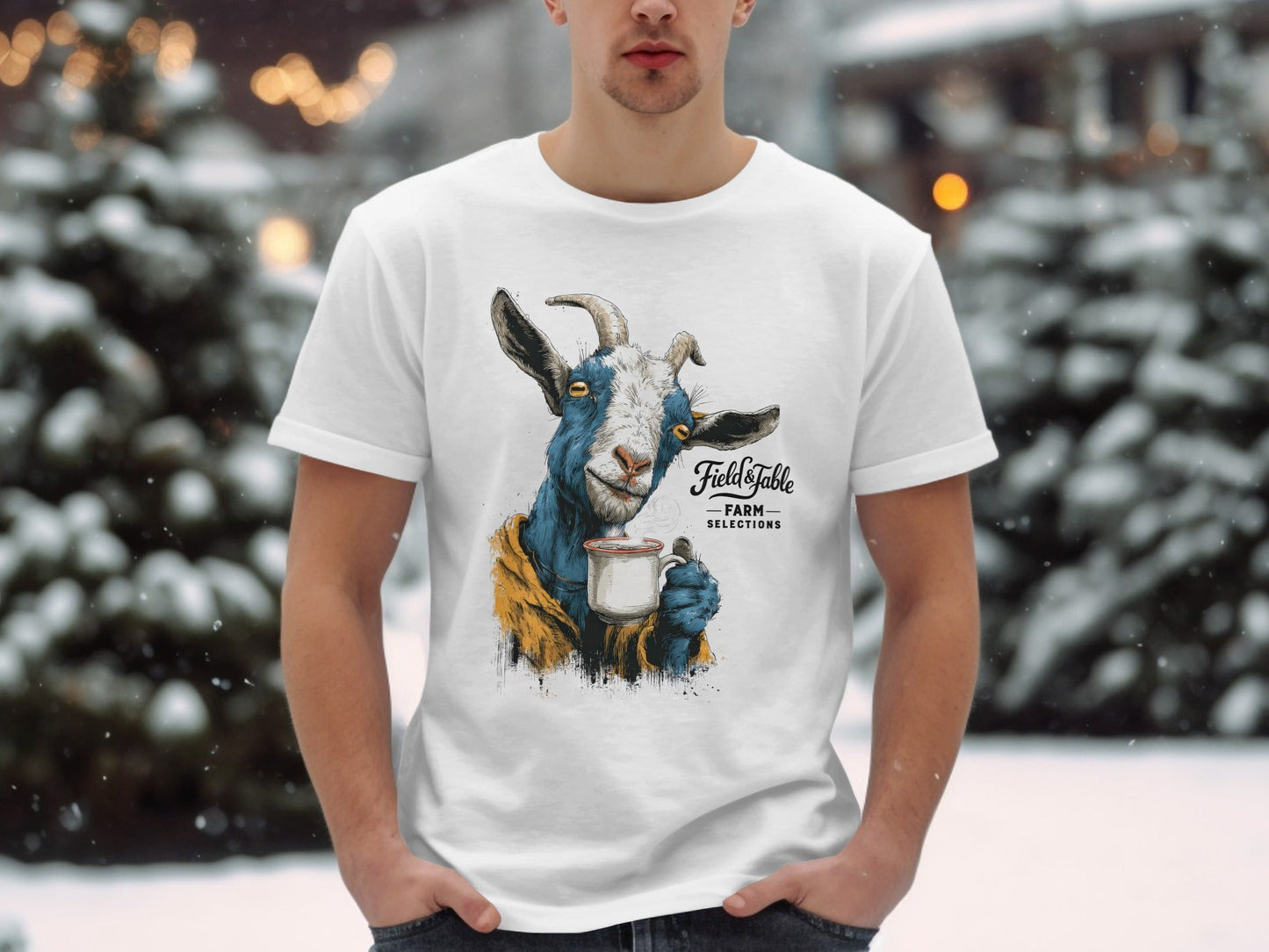 RMA APPAREL Farm Selections Goat Graphic Design T-Shirt - Field&Fable White T-Shirt - RMA APPAREL - Roclla Media Apparel Store
