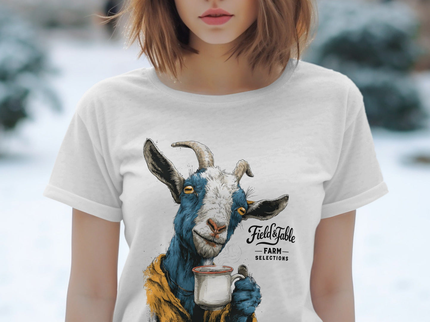 RMA APPAREL Farm Selections Goat Graphic Design T-Shirt - Field&Fable White T-Shirt - RMA APPAREL - Roclla Media Apparel Store