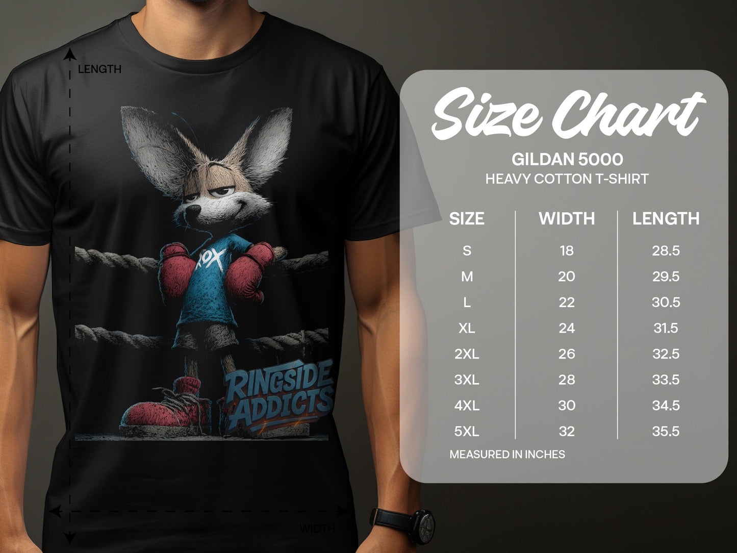 RMA APPAREL Fox Boxing Ringside Addicts Unisex T-Shirt - Ringside Addicts White T-Shirt - RMA APPAREL - Roclla Media Apparel Store