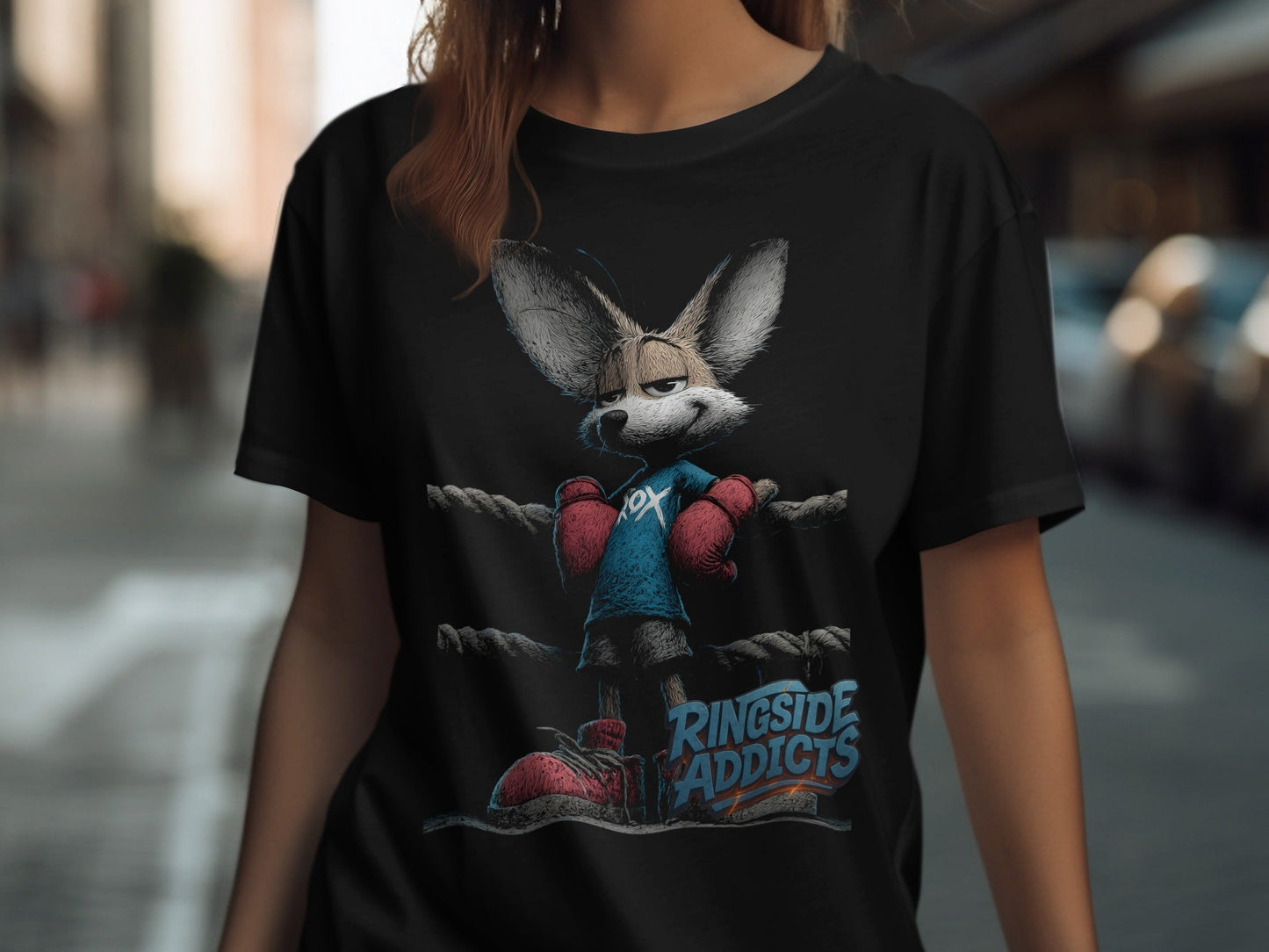 RMA APPAREL Fox Boxing Ringside Addicts Unisex T-Shirt - Ringside Addicts White T-Shirt - RMA APPAREL - Roclla Media Apparel Store