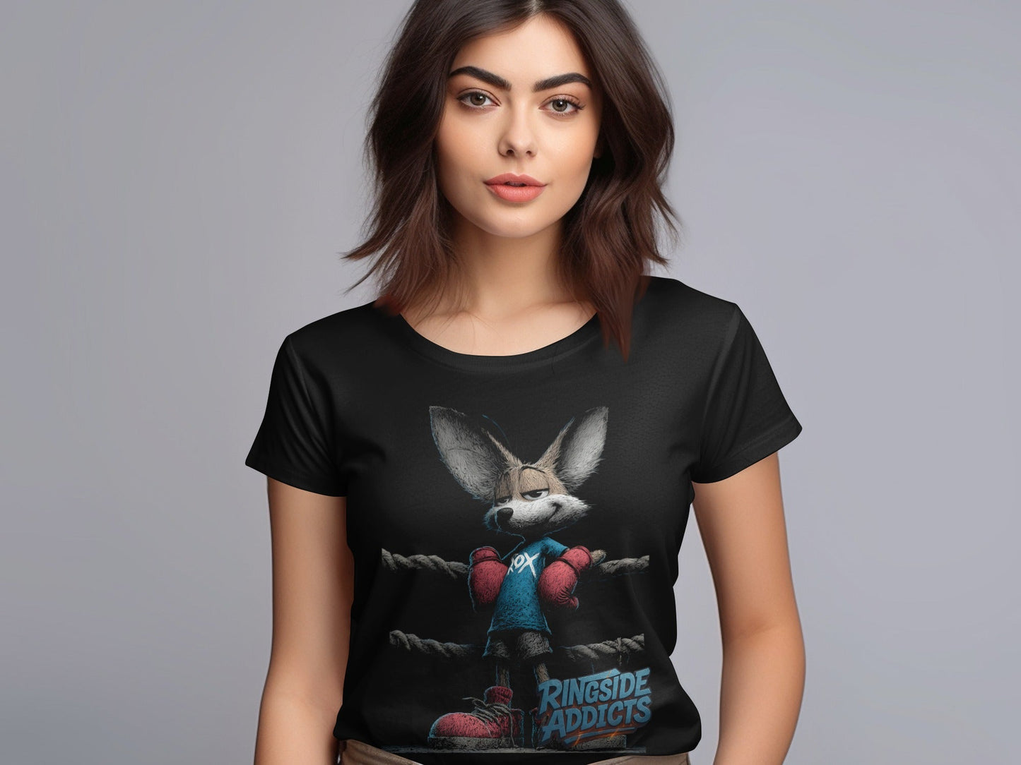 RMA APPAREL Fox Boxing Ringside Addicts Unisex T-Shirt - Ringside Addicts White T-Shirt - RMA APPAREL - Roclla Media Apparel Store