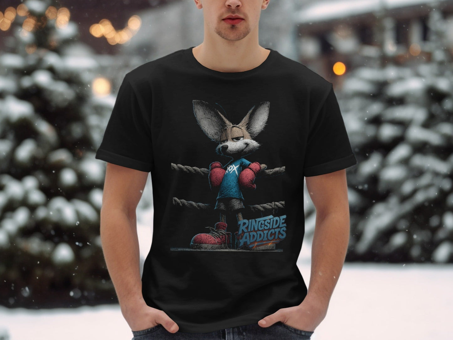 RMA APPAREL Fox Boxing Ringside Addicts Unisex T-Shirt - Ringside Addicts White T-Shirt - RMA APPAREL - Roclla Media Apparel Store