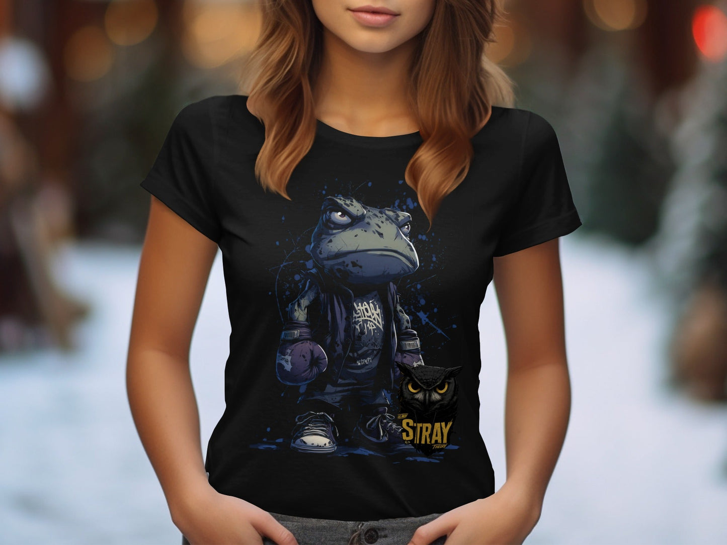 RMA APPAREL Frog Boxer With Owl Unisex Wildlife T-Shirt - Stray Theory White T-Shirts - RMA APPAREL - Roclla Media Apparel Store