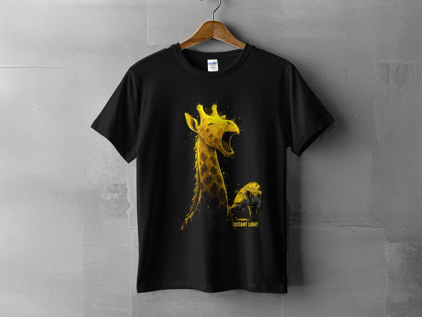 RMA APPAREL Giraffe Golden Illustration Graphic Unisex T-Shirt - Distant Light White T-Shirts - RMA APPAREL - Roclla Media Apparel Store