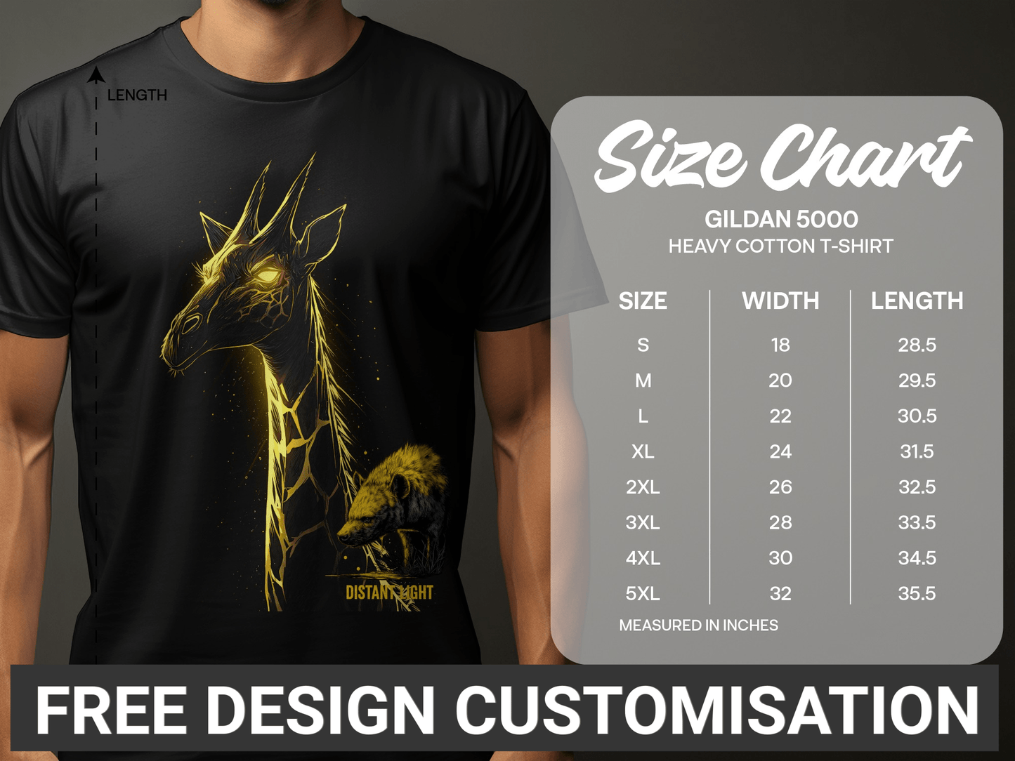 RMA APPAREL Giraffe illustration Graphic Art Sizes S to 5XL T-Shirt - Distant Light White T-Shirts - RMA APPAREL - Roclla Media Apparel Store