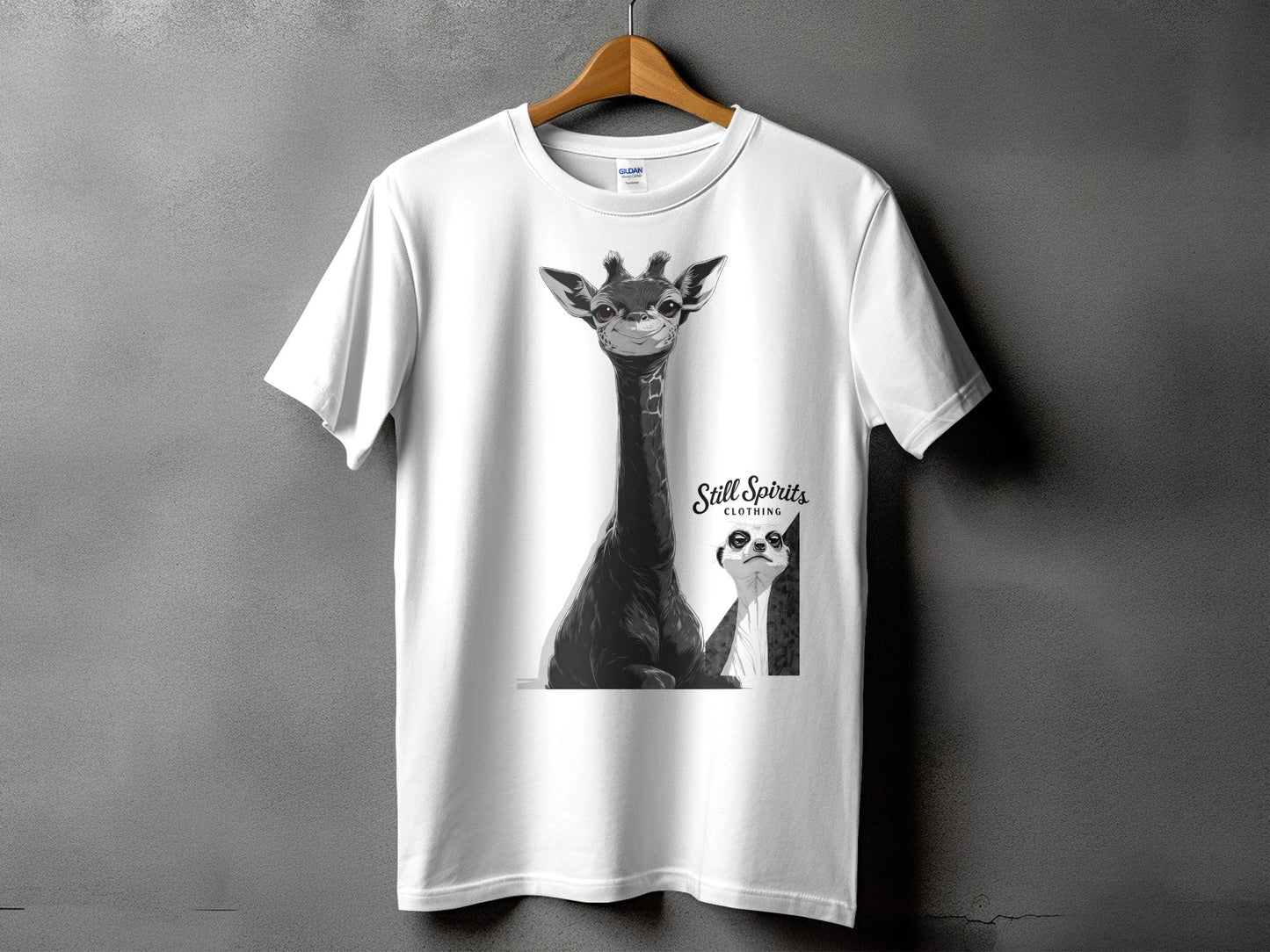 RMA APPAREL Giraffe Meerkat Unisex T-Shirt Sizes S to 5XL T-Shirt - Still Spirits White T-Shirt - RMA APPAREL - Roclla Media Apparel Store