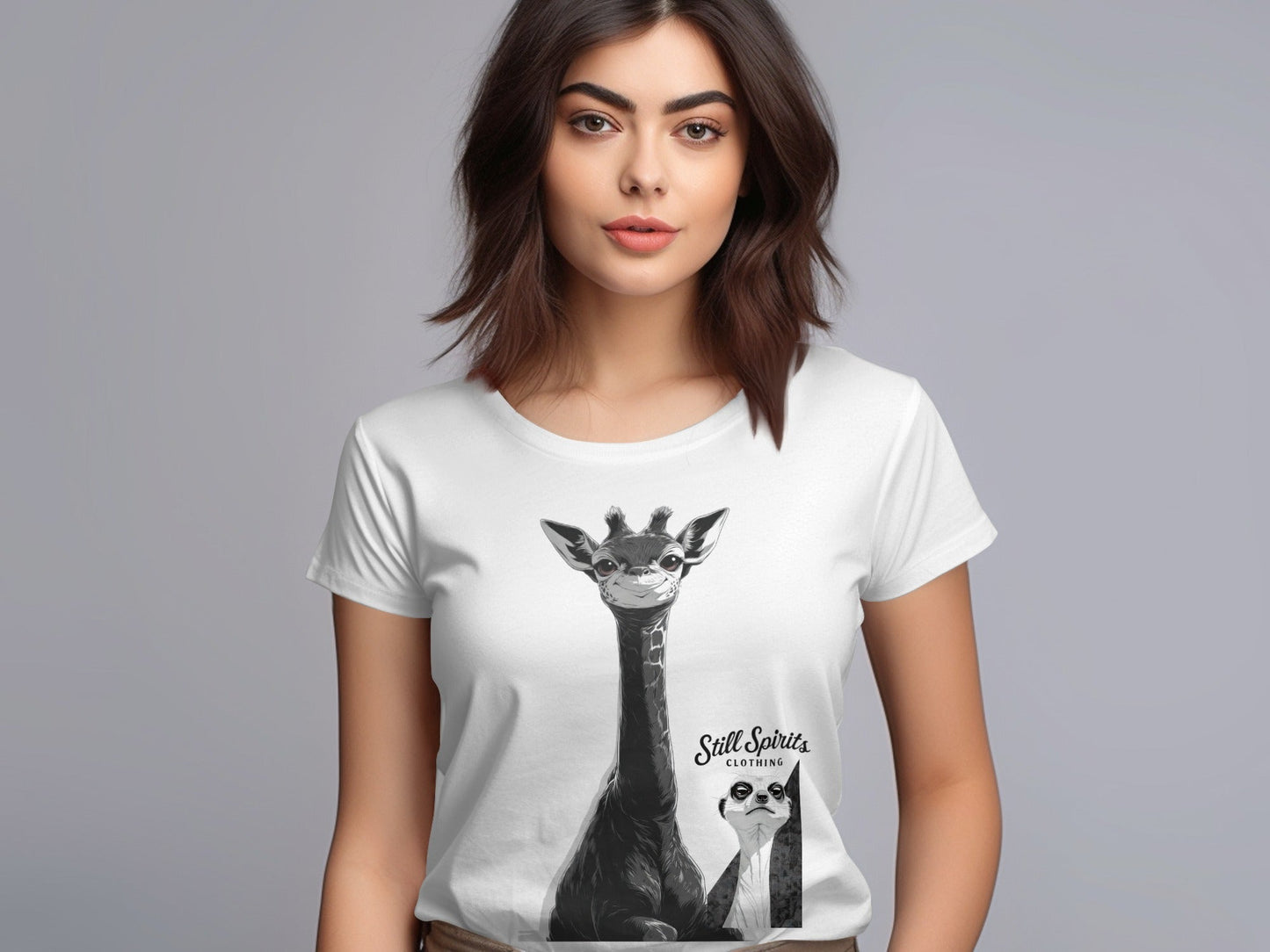 RMA APPAREL Giraffe Meerkat Unisex T-Shirt Sizes S to 5XL T-Shirt - Still Spirits White T-Shirt - RMA APPAREL - Roclla Media Apparel Store