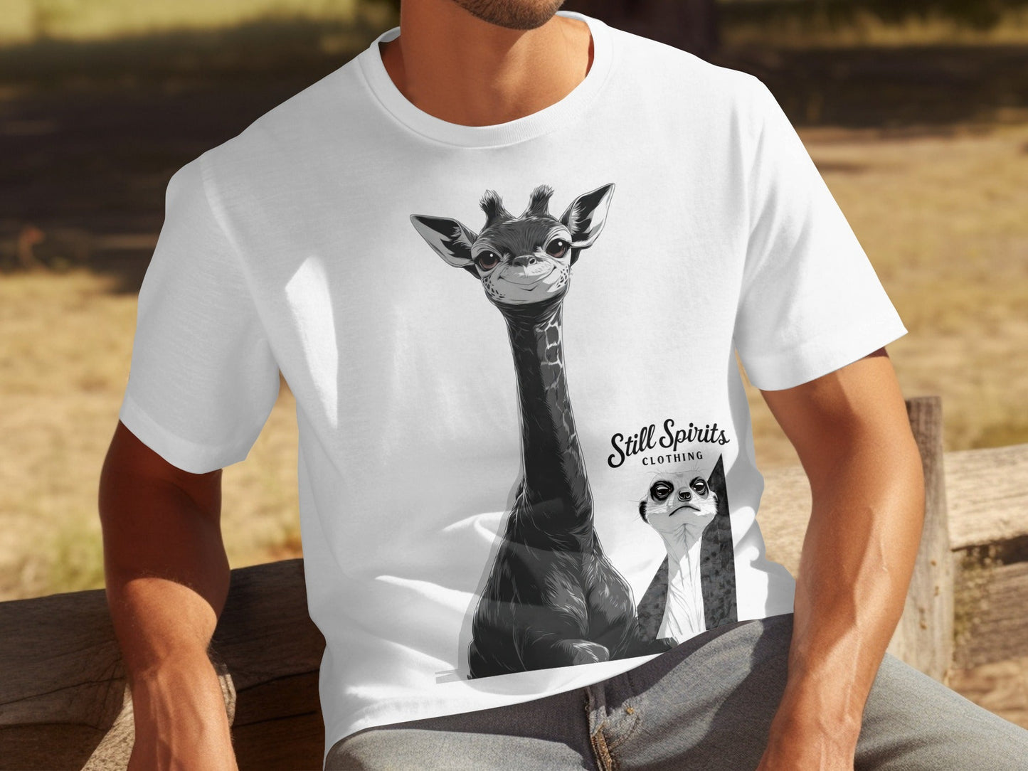 RMA APPAREL Giraffe Meerkat Unisex T-Shirt Sizes S to 5XL T-Shirt - Still Spirits White T-Shirt - RMA APPAREL - Roclla Media Apparel Store