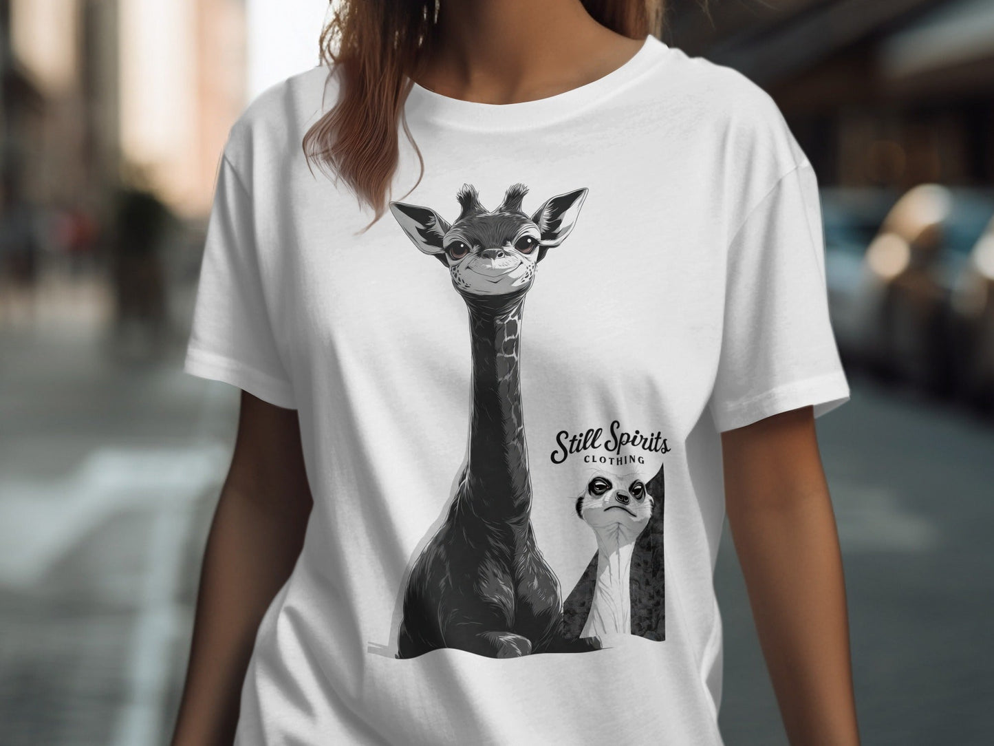 RMA APPAREL Giraffe Meerkat Unisex T-Shirt Sizes S to 5XL T-Shirt - Still Spirits White T-Shirt - RMA APPAREL - Roclla Media Apparel Store