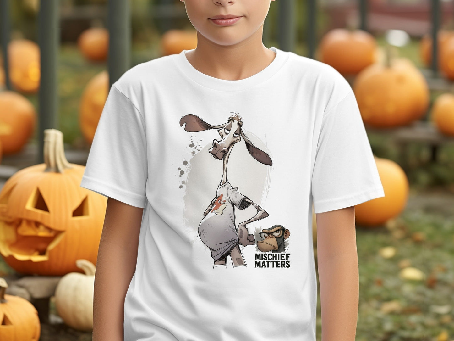 RMA APPAREL Giraffe T-Shirt, Funny Animal Tee, S - 5XL, Unisex Gift - Mischief Matters White T-shirt - RMA APPAREL - Roclla Media Apparel Store