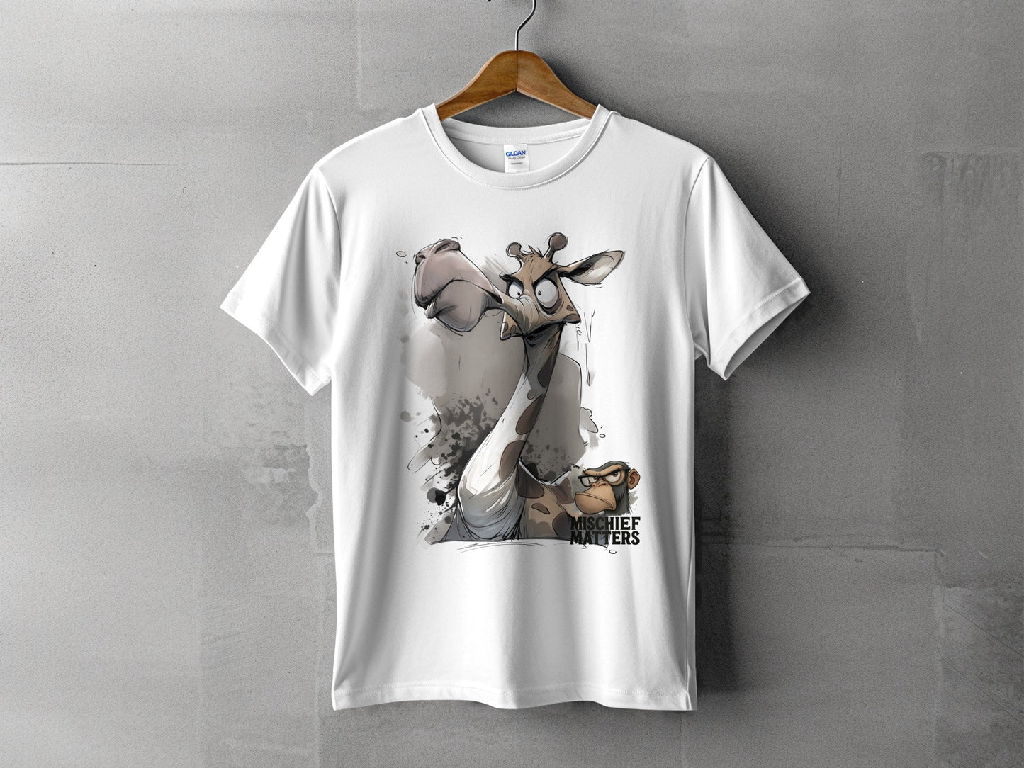 RMA APPAREL Giraffe T-Shirt, Funny Giraffe Shirt, Sizes S to 5XL - Mischief Matters White T-shirt - RMA APPAREL - Roclla Media Apparel Store