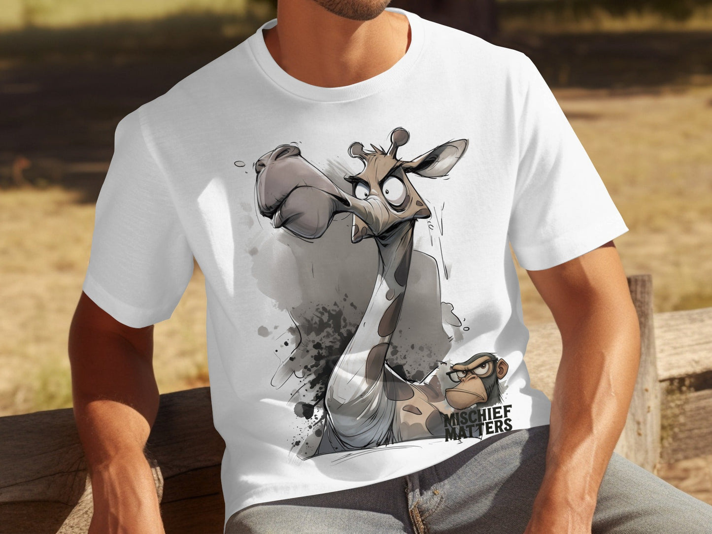 RMA APPAREL Giraffe T-Shirt, Funny Giraffe Shirt, Sizes S to 5XL - Mischief Matters White T-shirt - RMA APPAREL - Roclla Media Apparel Store