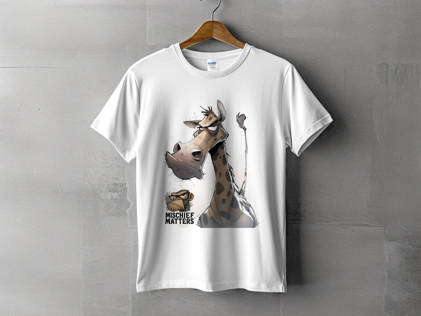 RMA APPAREL Giraffe T-Shirt S to 5XL, Funny Animal Tee, Unisex Shirt - Mischief Matters White T-shirt - RMA APPAREL - Roclla Media Apparel Store
