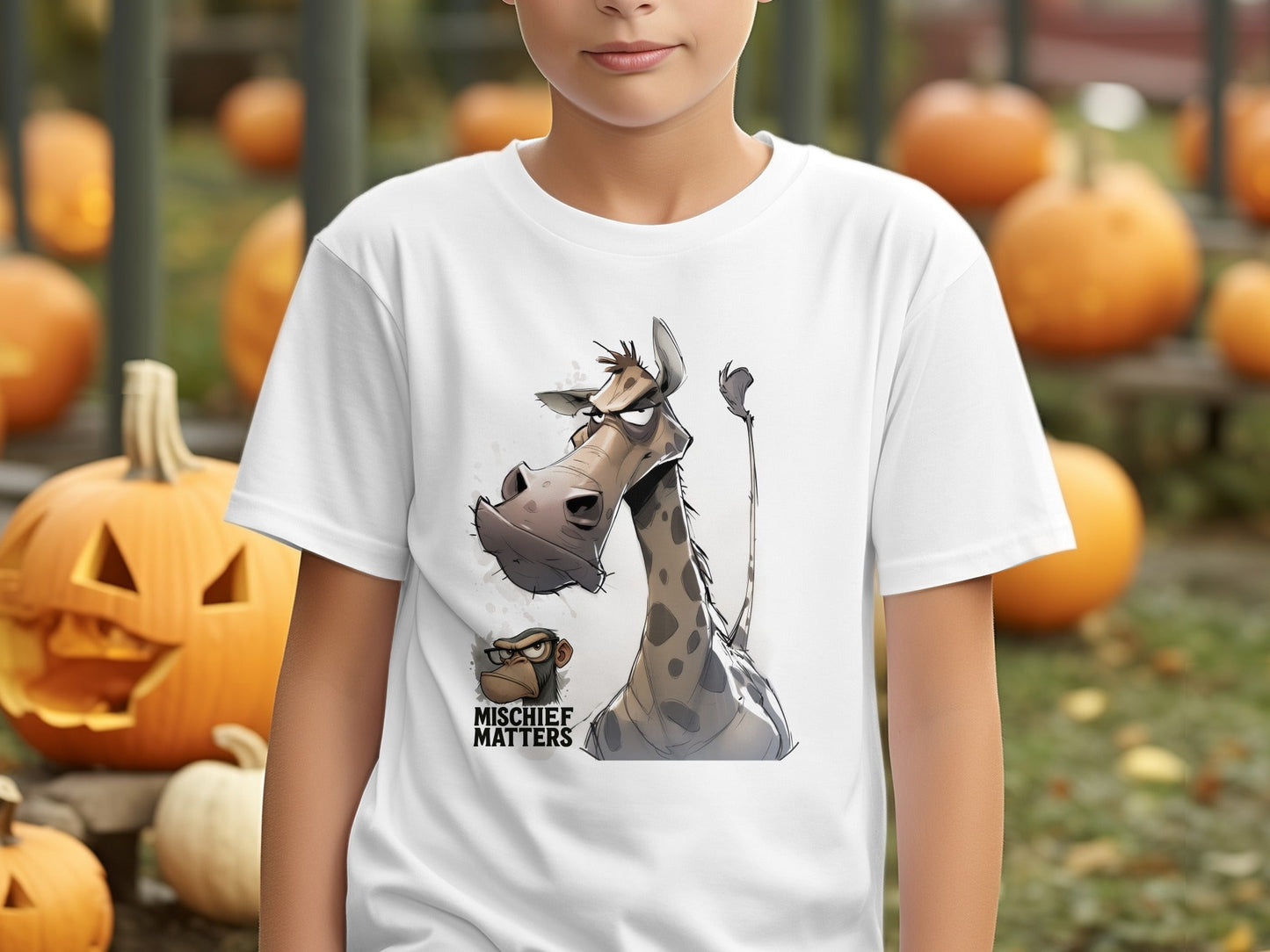 RMA APPAREL Giraffe T-Shirt S to 5XL, Funny Animal Tee, Unisex Shirt - Mischief Matters White T-shirt - RMA APPAREL - Roclla Media Apparel Store