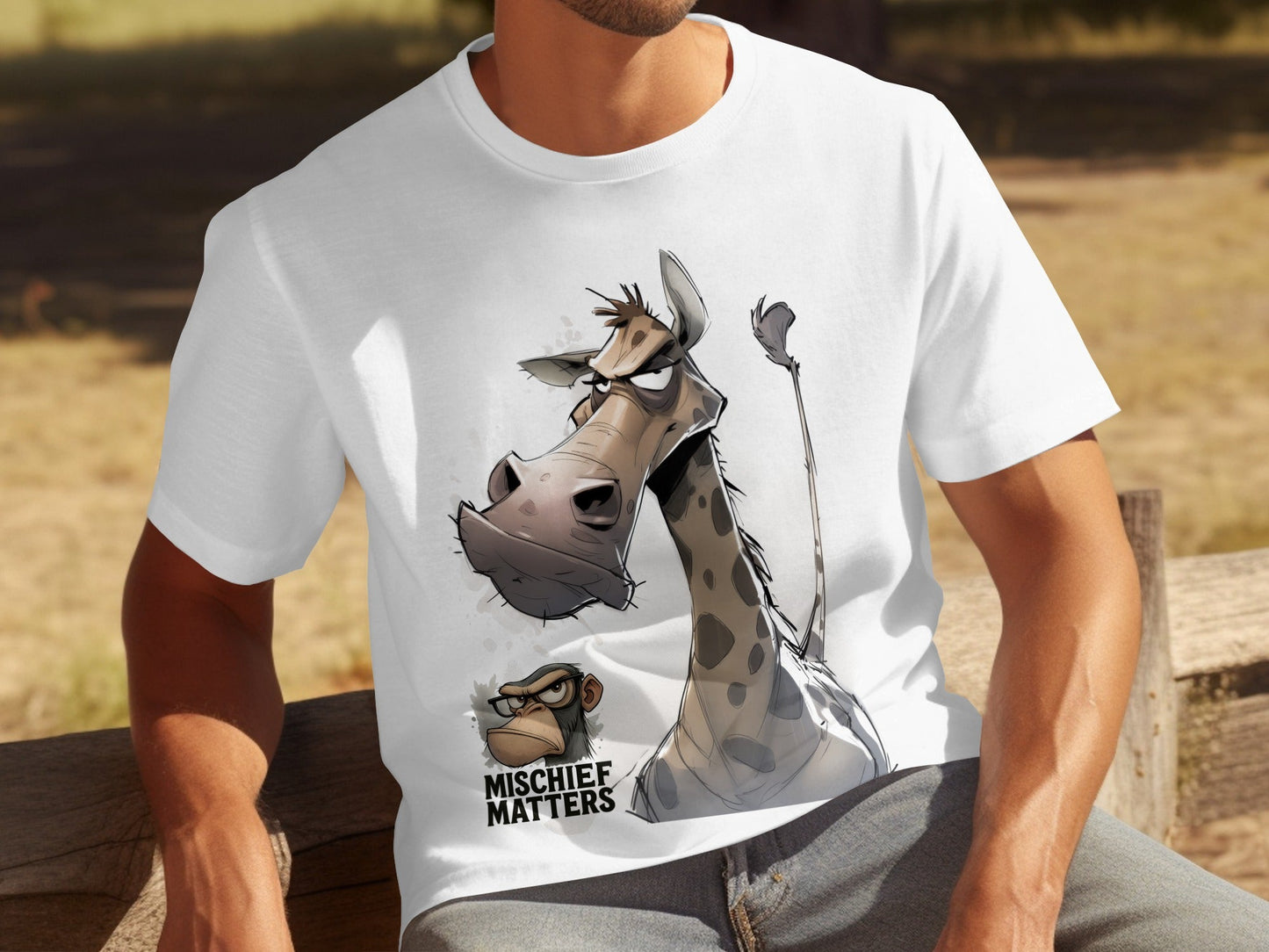 RMA APPAREL Giraffe T-Shirt S to 5XL, Funny Animal Tee, Unisex Shirt - Mischief Matters White T-shirt - RMA APPAREL - Roclla Media Apparel Store