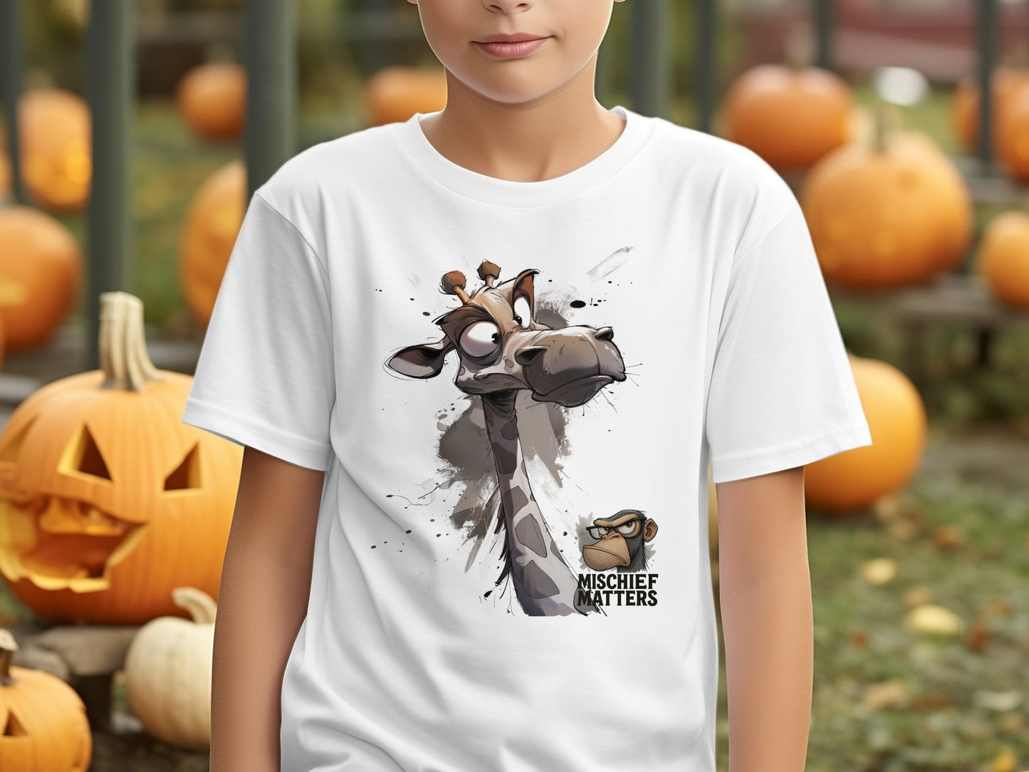 RMA APPAREL Giraffe T-Shirt S to 5XL, Unisex Giraffe Shirt, Wildlife Tee - Mischief Matters White T-shirt - RMA APPAREL - Roclla Media Apparel Store