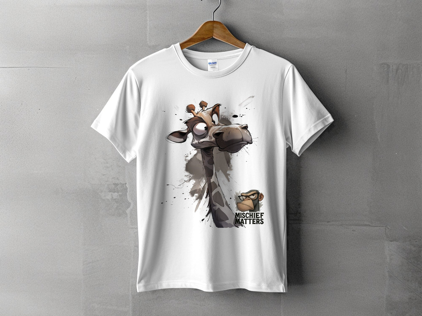 RMA APPAREL Giraffe T-Shirt S to 5XL, Unisex Giraffe Shirt, Wildlife Tee - Mischief Matters White T-shirt - RMA APPAREL - Roclla Media Apparel Store