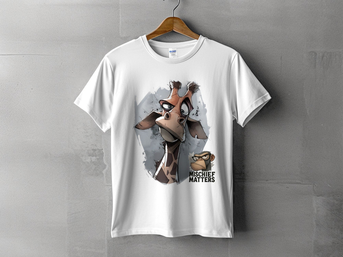RMA APPAREL Giraffe T-Shirt, S to 5XL, Unisex Tee, Wildlife Animal - Mischief Matters White T-shirt - RMA APPAREL - Roclla Media Apparel Store