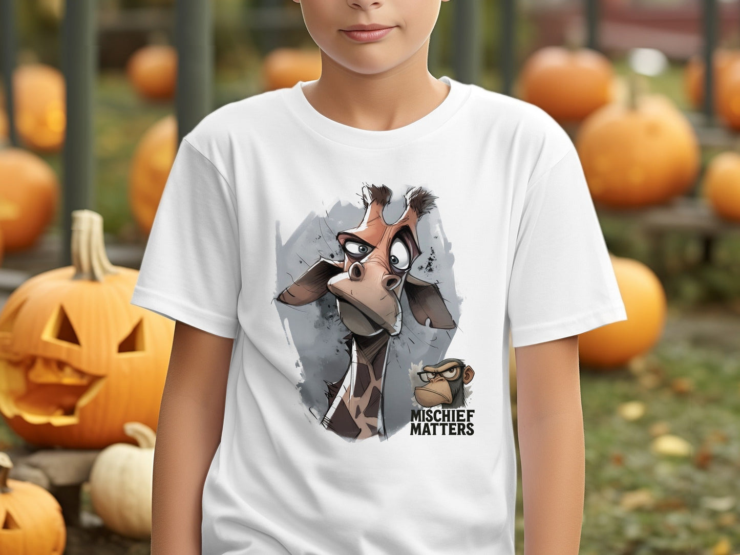 RMA APPAREL Giraffe T-Shirt, S to 5XL, Unisex Tee, Wildlife Animal - Mischief Matters White T-shirt - RMA APPAREL - Roclla Media Apparel Store