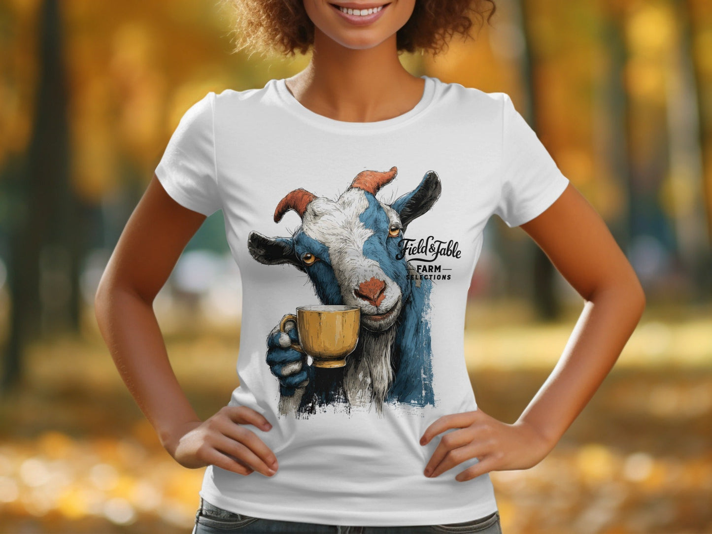 RMA APPAREL Goat Coffee Farm Sizes S to 5XL Mens T-Shirt - Field&Fable White T-Shirt - RMA APPAREL - Roclla Media Apparel Store