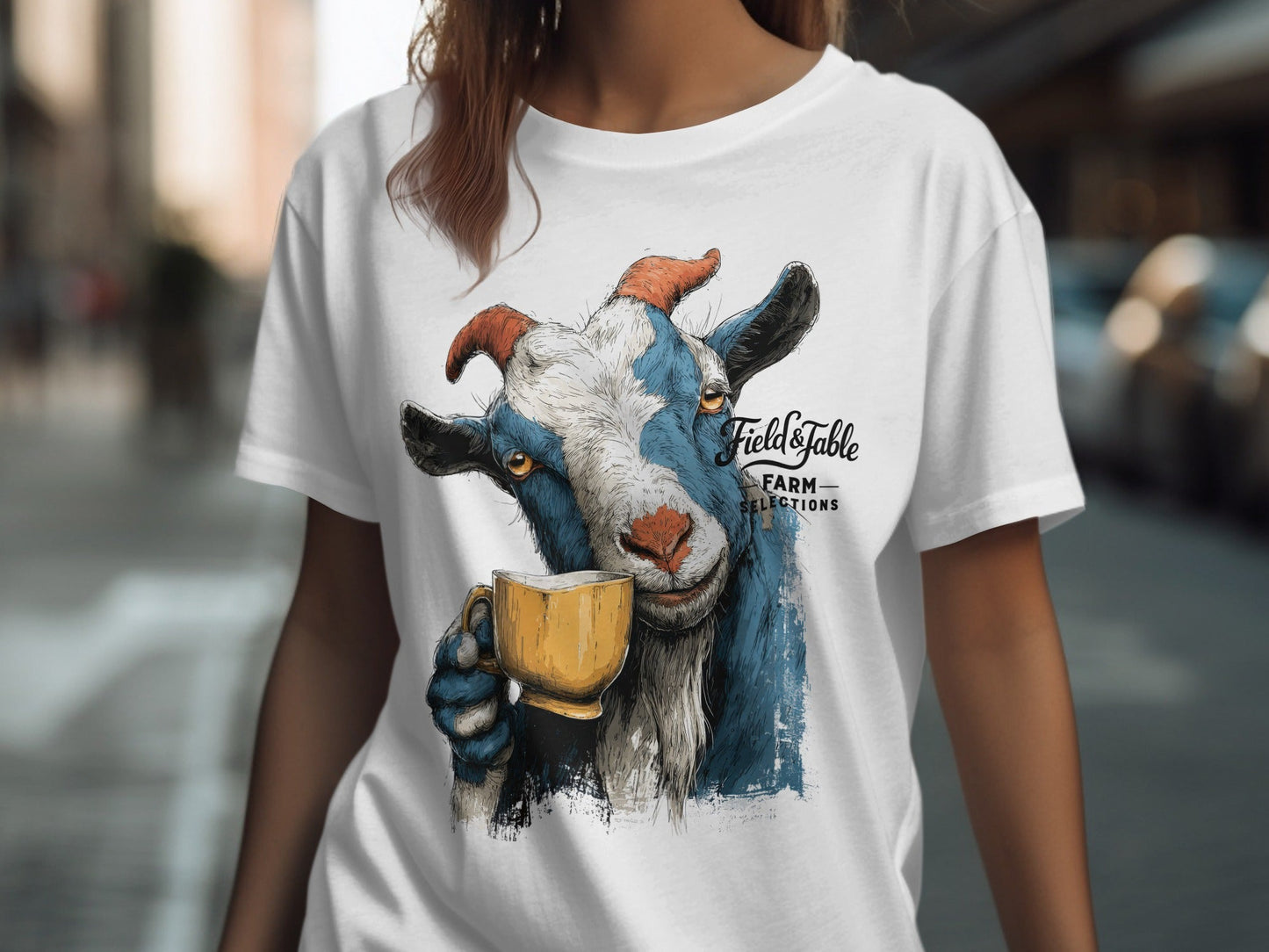 RMA APPAREL Goat Coffee Farm Sizes S to 5XL Mens T-Shirt - Field&Fable White T-Shirt - RMA APPAREL - Roclla Media Apparel Store