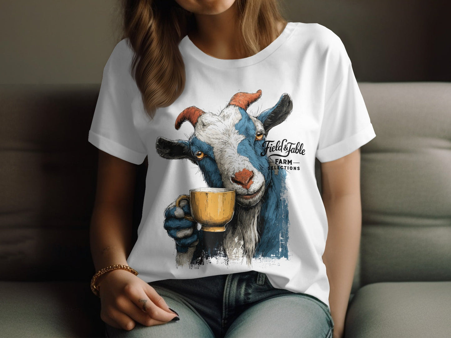 RMA APPAREL Goat Coffee Farm Sizes S to 5XL Mens T-Shirt - Field&Fable White T-Shirt - RMA APPAREL - Roclla Media Apparel Store