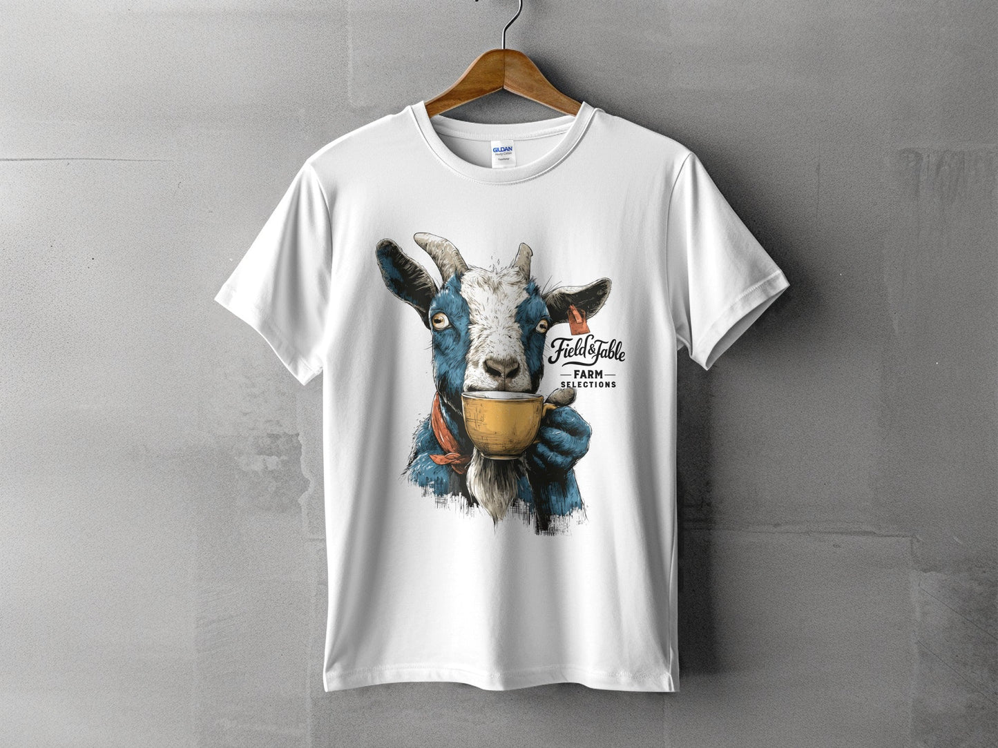 RMA APPAREL Goat Coffee Lover Mens Womens Unisex T-Shirt - Field&Fable White T-Shirt - RMA APPAREL - Roclla Media Apparel Store